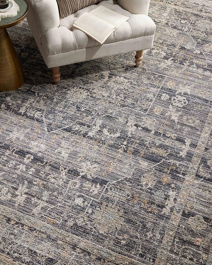 Loloi Jean Stoffer Katherine Collection KES-03 Midnight/Tobacco 5'-3'' x 7'-9'', .25" Pile Height, Area Rug