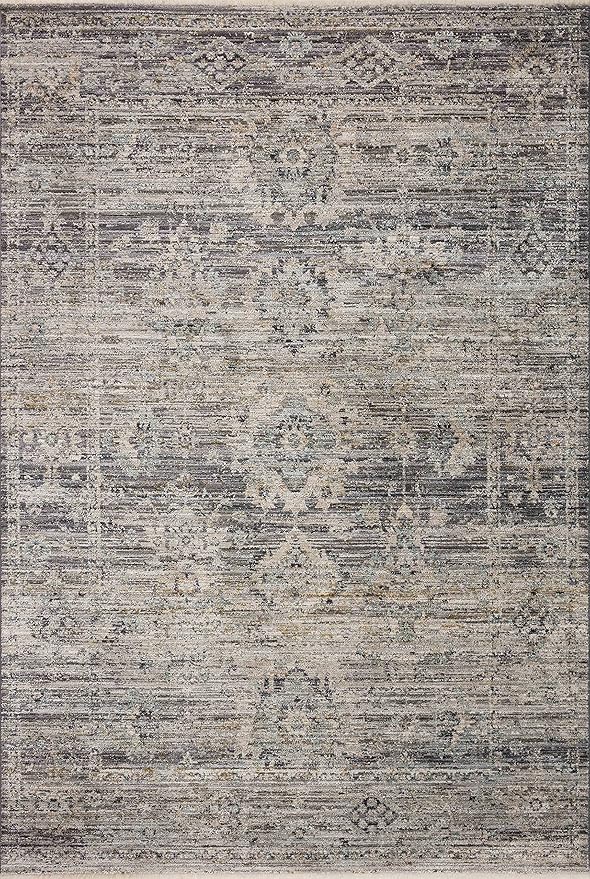 Loloi Jean Stoffer Katherine Collection KES-05 Graphite/Jade 5'-3'' x 5'-3'', .25" Pile Height, Round Accent Rug