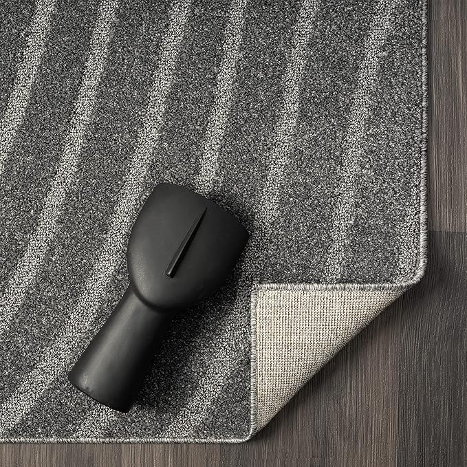 LUXE WEAVERS Modern Geometric Wave Anthracite 5x7 Area Rug