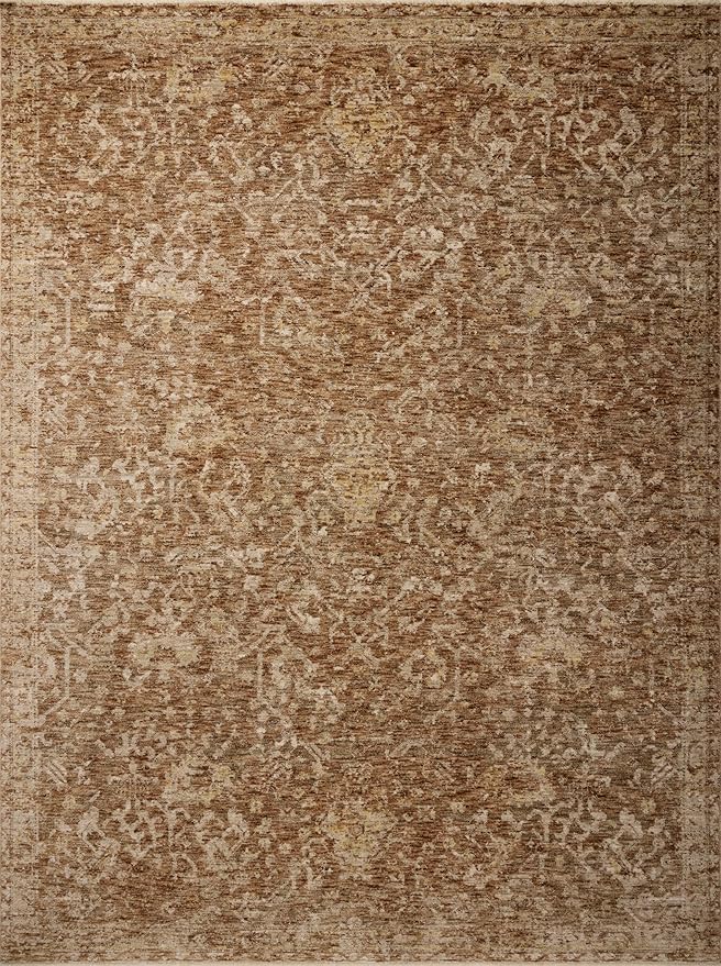 Loloi Magnolia Home by Joanna Gaines Junie Collection JUE-01 Clay/Natural 9'-6" x 9'-6", .38" Pile Height, Round Area Rug