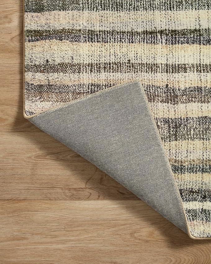Loloi Chris Loves Julia Humphrey Collection HUM-01 Natural/Moss 2'-0'' x 5'-0'', .38" Pile Height, Accent Rug feat. CloudPile