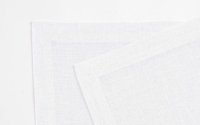 Solino Home Linen White Placemats Set of 4 - 100% Pure Linen Placemats 14 x 19 Inch for Winter, Christmas, Holiday, New Year - Fete
