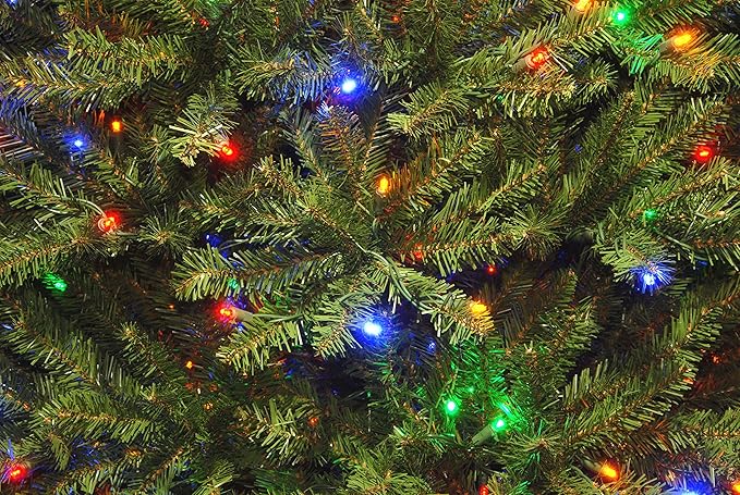 National Tree Company 9 ft Pre-Lit Dunhill Fir Artificial Christmas Tree, 900 LED Lights, 4,029 Tips, PowerConnect, Foot Pedal, 10 Light Functions, Includes Stand, Green