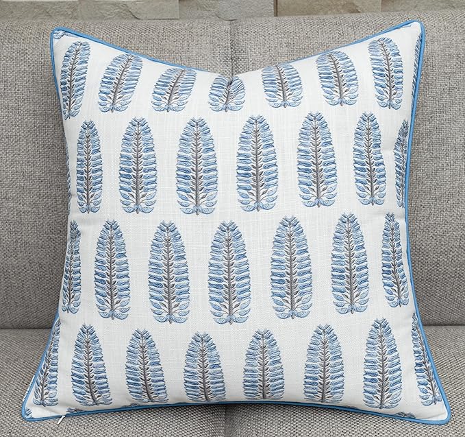Thorpe Printed Decorative Square Accent Throw Pillow Cover - Decor for Living Room, Sofa, Chair, Patio, Car, Balcony, Bench, Porch, Nursery, Office, Bedroom - 20x20 Inches, Blue
