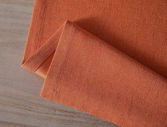 ZeeMart Burlap Style Farmhouse Table Runners 90 Inches Long, Burnt Orange Rustic Woven Dining Fall Table Runner for Everyday Use, 14x90 Inches, Harvest Pumpkin