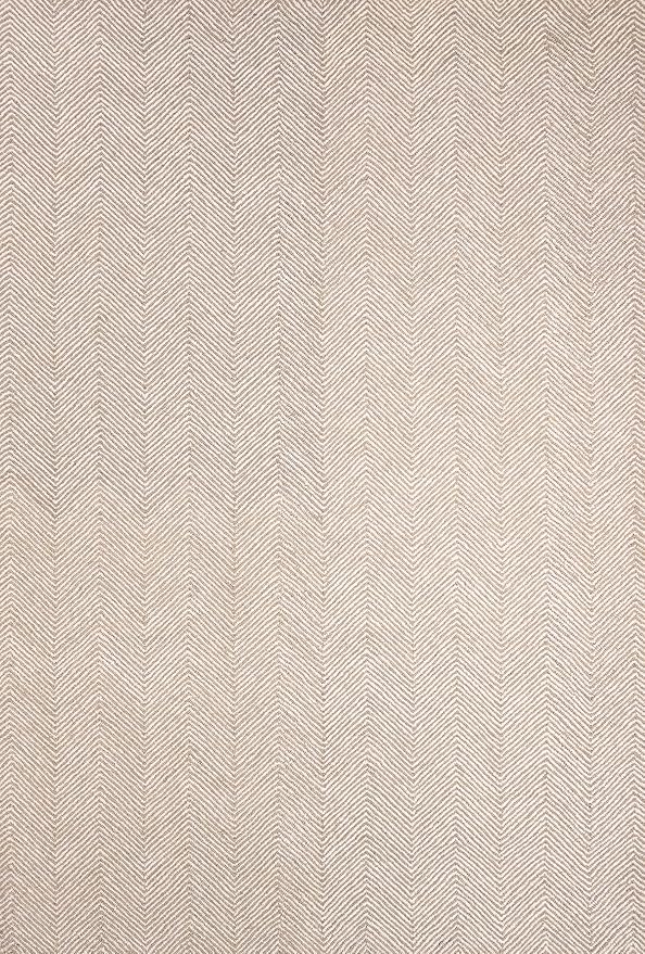 Modern Herringbone Chevron Collection Handcrafted Wool Area Rug - Durable, Zigzag Pattern, for High Traffic, Contemporary Design for Living Room, Bedroom, Dining Room Decor (Sand Beige, 10' x 14')