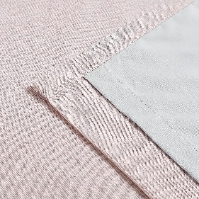 Vision Home Soft Pink Pinch Pleated Full Blackout Curtains Linen Blended Room Darkening Curtain Panels 112 inch for Living Room Bedroom Thermal Insulated Pinch Pleat Drapes with Hooks 9FT 40"Wx112"Lx2