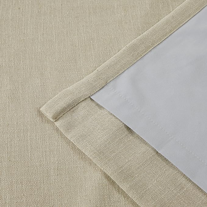 Vision Home Sand Pinch Pleated Full Blackout Curtains Linen Blended Room Darkening Window Curtains 90 inch for Living Room Bedroom Thermal Insulated Pinch Pleat Drapes with Hooks 1 Panel 60" Wx90 L