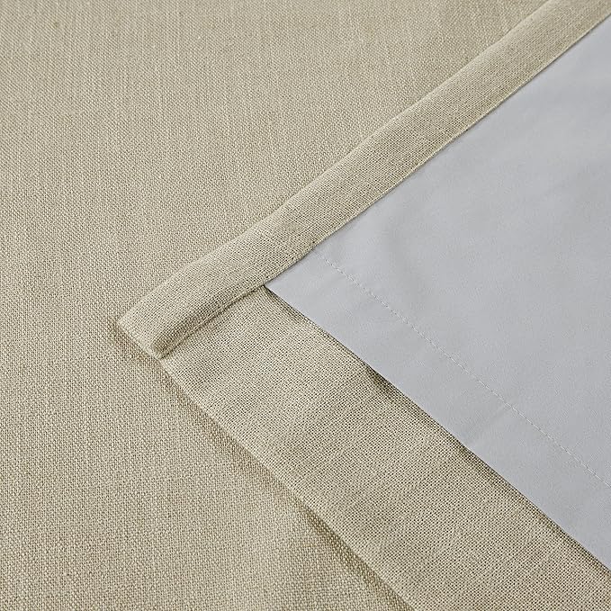 Vision Home Sand Pinch Pleated Full Blackout Curtains Linen Blended Room Darkening Window Curtains 102 inch for Living Room Bedroom Thermal Insulated Pinch Pleat Drapes with Hooks 40" Wx102 Lx2