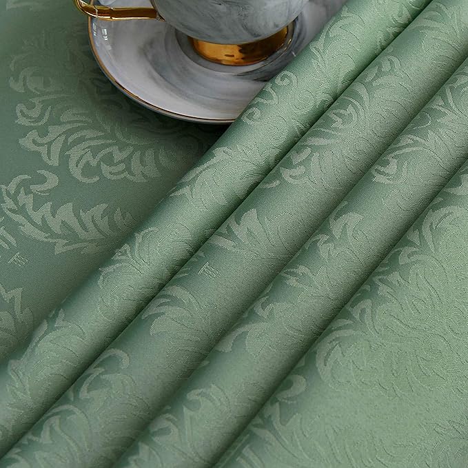 maxmill Square Tablecloth Damask Design Spillproof Wrinkle Free Oil Resistant Heavy Weight Soft Table Cloth Decorative Fabric Table Cover for Outdoor and Indoor Use Square 70 x 70 Inch Sage Green