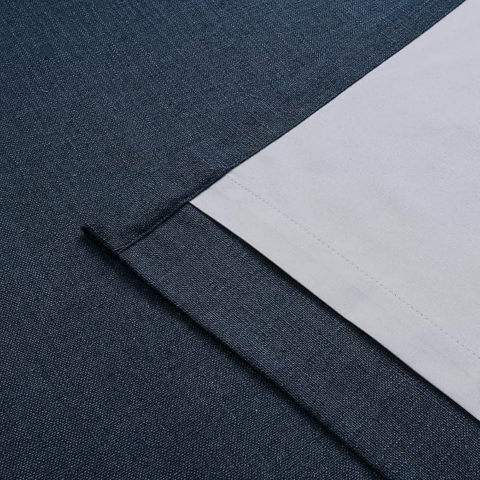 Vision Home Navy Blue Pinch Pleated Full Blackout Curtains Linen Blended Room Darkening Window Panels 95 inch for Living Room Bedroom Thermal Insulated Pinch Pleat Drapes with Hooks 60" Wx95 Lx1