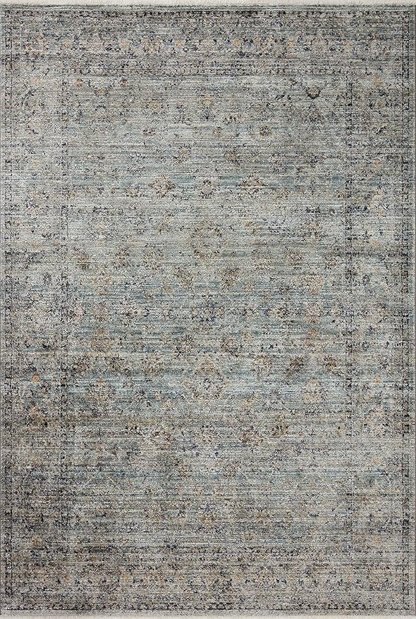 Loloi Jean Stoffer Katherine Collection KES-01 Ocean/Gold 5'-3'' x 7'-9'', .25" Pile Height, Area Rug