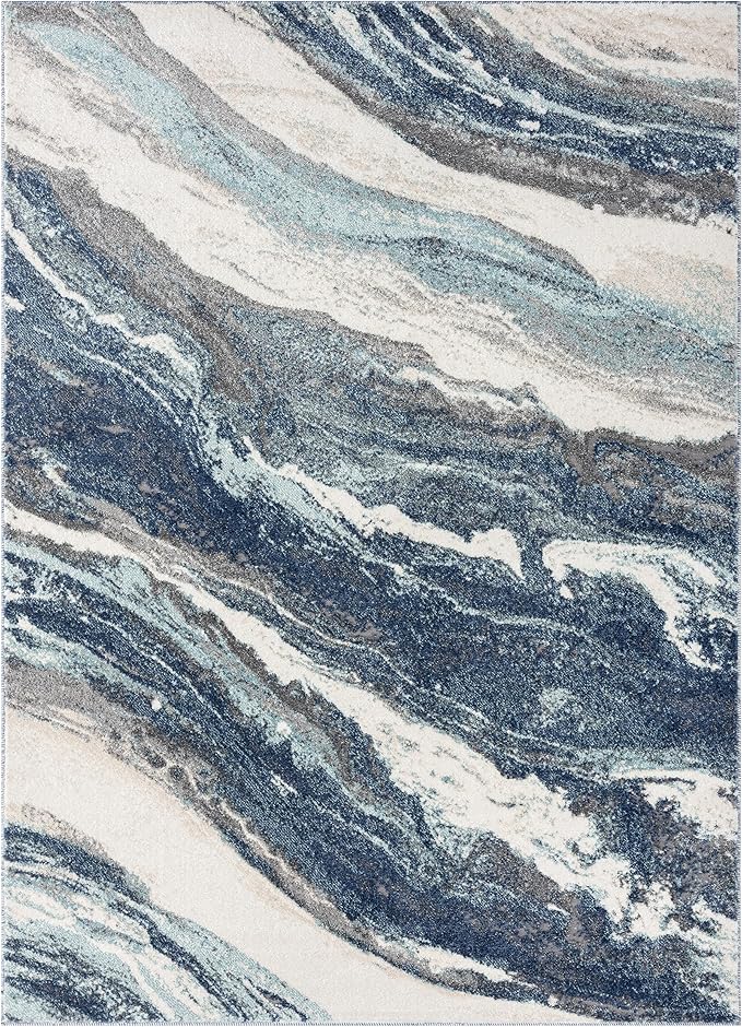LUXE WEAVERS Lagos Collection 7983 Blue 4x5 Art Deco Area Rug