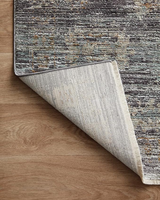 Loloi Jean Stoffer Katherine Collection KES-04 Ink/Jade 9'-6" x 9'-6", .25" Pile Height, Round Area Rug