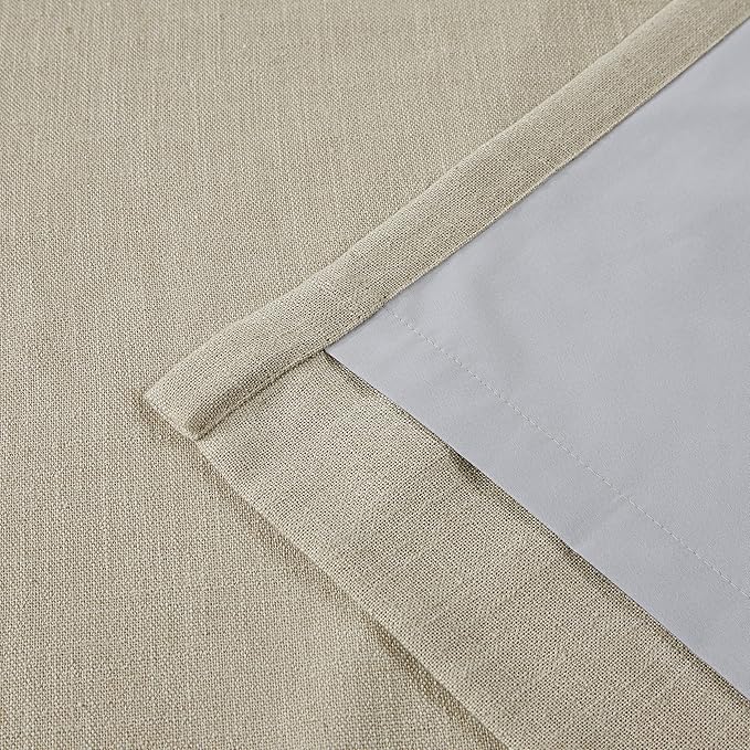 Vision Home Sand Pinch Pleated Full Blackout Curtains Linen Blended Room Darkening Window Curtains 84 inch for Living Room Bedroom Thermal Insulated Pinch Pleat Drapes with Hooks 2 Panel 40" Wx84 L