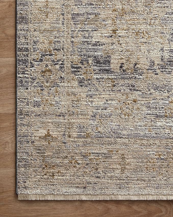 Loloi Jean Stoffer Katherine Collection KES-02 Charcoal/Gold 7'-10" x 7'-10", .25" Pile Height, Round Area Rug