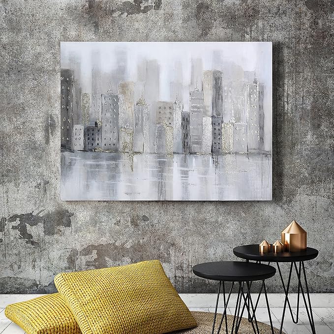 Empire Art Direct Abstract Wall Art Textured Hand Painted Canvas by Martin Edwards, Unframed, 40" x 30", Foggy City