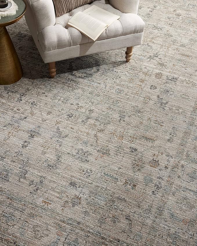 Loloi Jean Stoffer Katherine Collection KES-03 Beige/Mist 5'-3'' x 5'-3'', .25" Pile Height, Round Accent Rug