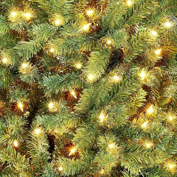 Yaheetech 12ft Pre-lit Spruce Artificial Hinged Christmas Pine Tree Prelighted Holiday Xmas Tree for Home Party Decoration with 1500 Warm White Lights and 4668 Branch Tips, Green