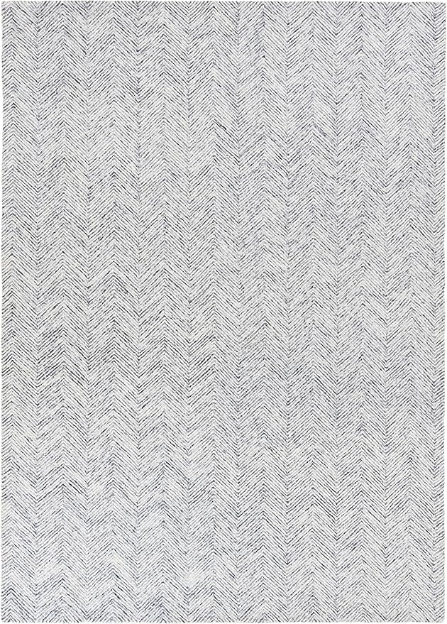 Modern Herringbone Chevron Collection Handcrafted Wool Area Rug - Durable, Zigzag Pattern, for High Traffic, Contemporary Design for Living Room, Bedroom, Dining Room Decor (Denim blue, 9' x 12')
