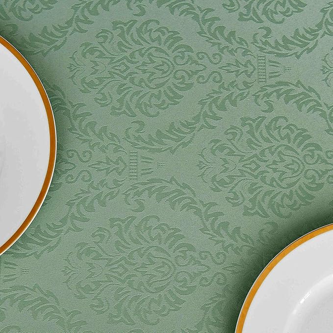 maxmill Jacquard Tablecloth Damask Design Water Resistance Antiwrinkle Heavy Weight Soft Table Cloth for Buffet Banquet Parties Event Holiday Dinner Rectangle 60 x 84 Inch Taupe