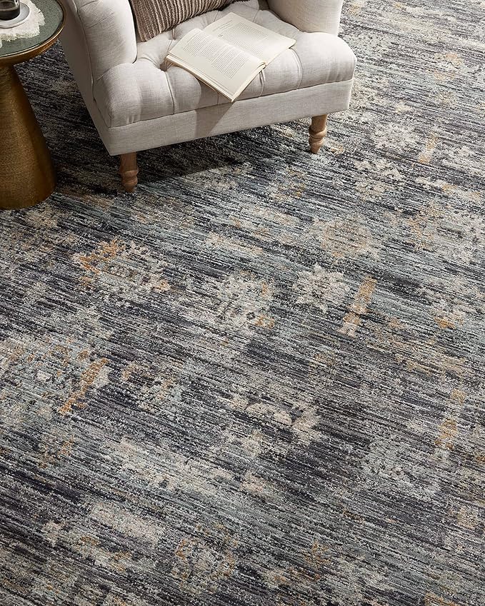 Loloi Jean Stoffer Katherine Collection KES-04 Ink/Jade 2'-7'' x 10'-0'', .25" Pile Height, Runner Rug