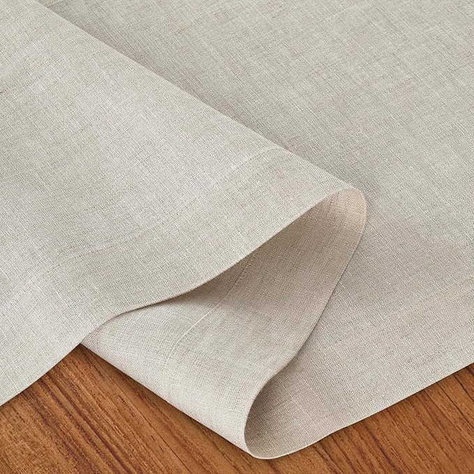 D'Moksha Homes Linen Light Natural Table Runner 132 Inches Long - 100% Pure Linen Extra Long Table Runner 14 x 132 Inch for Winter, Christmas, Holiday - Machine Washable