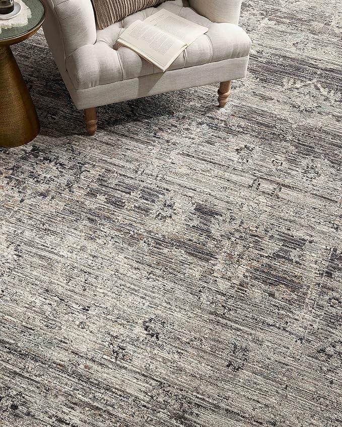 Loloi Jean Stoffer Katherine Collection KES-05 Graphite/Jade 7'-10'' x 10', .25" Pile Height, Area Rug