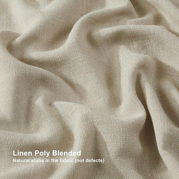 Vision Home Sand Pinch Pleated Full Blackout Curtains Linen Blended Room Darkening Window Curtains 84 inch for Living Room Bedroom Thermal Insulated Pinch Pleat Drapes with Hooks 2 Panel 40" Wx84 L