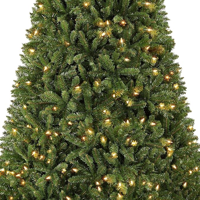 Yaheetech Premium Pre-Lit Douglas Full Fir Ultra-Thick Spruce Christmas Tree with Incandescent Warm White Lights and Branch Tips, Prelighted Xmas Tree with Foldable Stand, 7.5ft, Green