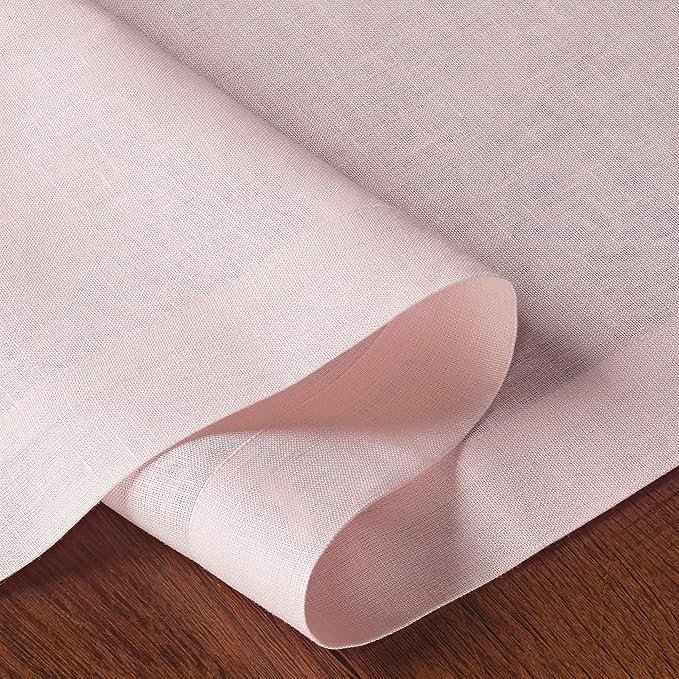 D'Moksha Homes Linen Pastel Pink Table Runner 108 Inches Long - 100% Pure Linen Dining Table Runner 14 x 108 Inch for Fall, Thanksgiving, Holiday - Machine Washable