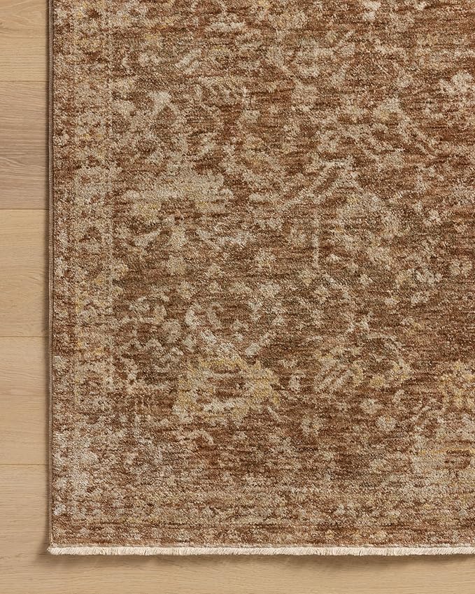 Loloi Magnolia Home by Joanna Gaines Junie Collection JUE-01 Clay/Natural 11'-6" x 15'-7", .38" Pile Height, Area Rug