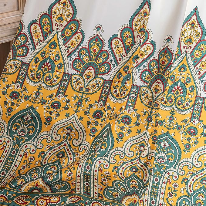 Boho Floral Curtains French Country Farmhouse Curtains 72 Inches Long Light Filtering Window Rod Pocket Drapes for Living Room 2 Panels