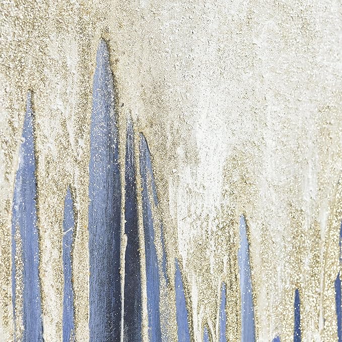 Empire Art Direct Abstract Wall Art Textured Hand Painted Canvas by Martin Edwards, Black Frame, 24" x 48", Snowy Drip 2