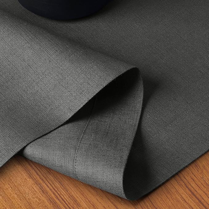 D'Moksha Homes Linen Table Runner 48 Inches - 100% Pure Linen Charcoal Grey Table Runner 14 x 48 Inch for Coffee Tables, Dresser, Winter, Christmas, Holiday - Machine Washable