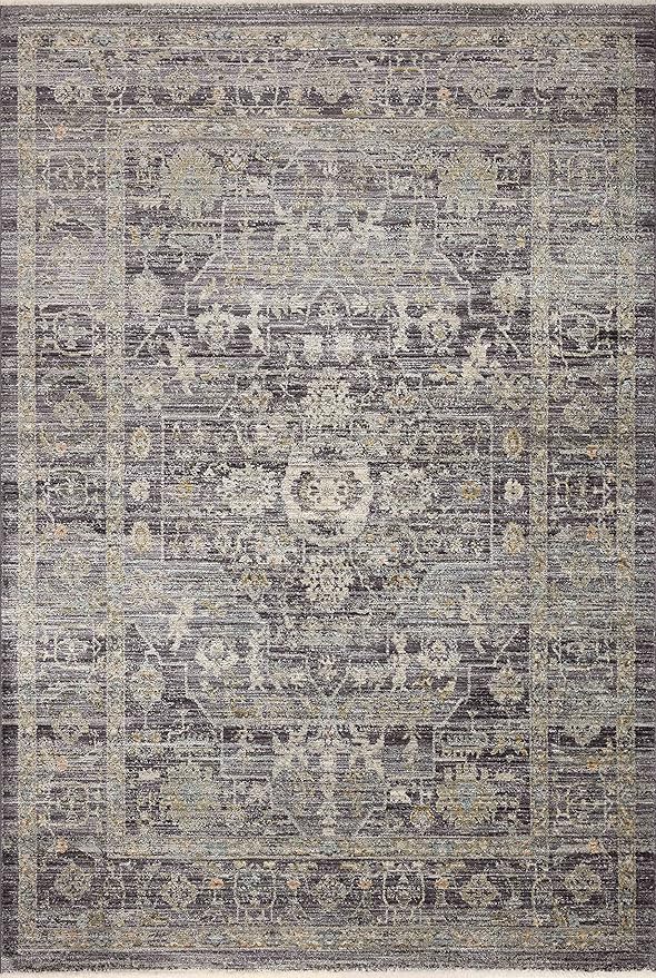 Loloi Jean Stoffer Katherine Collection KES-03 Midnight/Tobacco 5'-3'' x 5'-3'', .25" Pile Height, Round Accent Rug