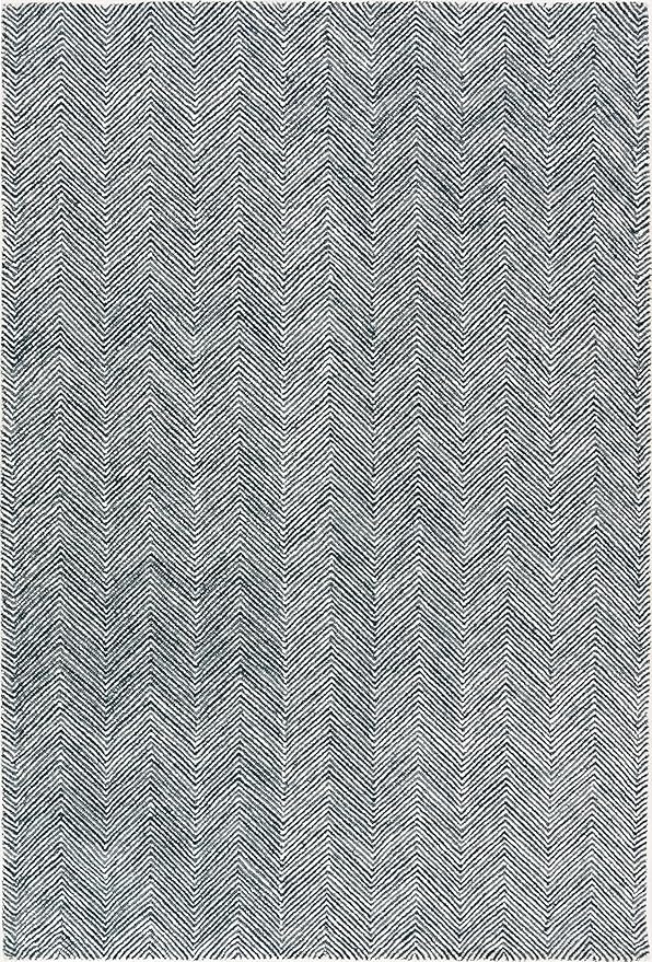 Modern Herringbone Chevron Collection Handcrafted Wool Area Rug - Durable, Zigzag Pattern, for High Traffic, Contemporary Design for Living Room, Bedroom, Dining Room Decor (Denim Blue, 2.6' x 12')