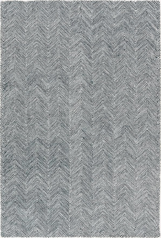 Modern Herringbone Chevron Collection Handcrafted Wool Area Rug - Durable, Zigzag Pattern, for High Traffic, Contemporary Design for Living Room, Bedroom, Dining Room Decor (Denim Blue, 2.6' x 12')