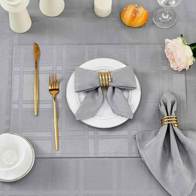 Rectangle Table Cloth Linen Farmhouse Stainproof Waterproof Washable Polyester Oblong Rectangular Fabric Table Cover for Kitchen Dining Dinner (Grey（01）, 84" x 60" (Rectangular))